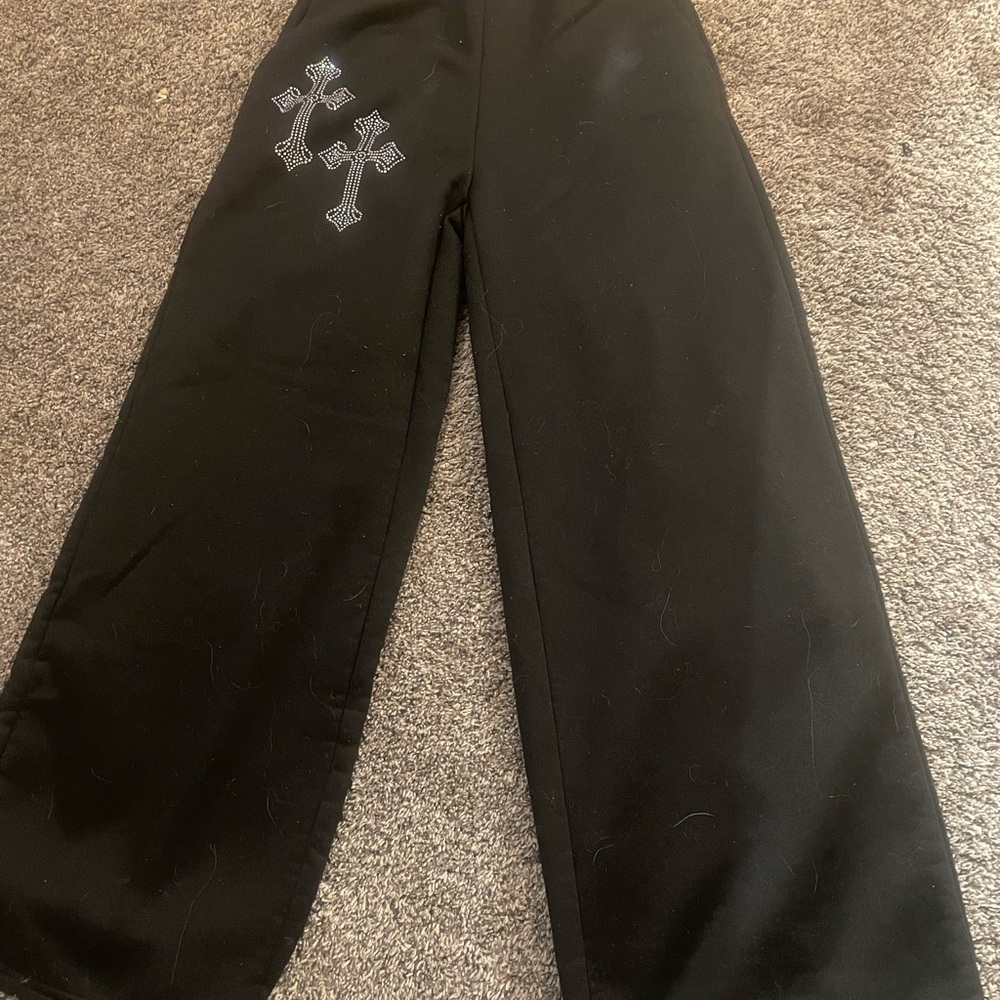 Womens Black gem cross Pants